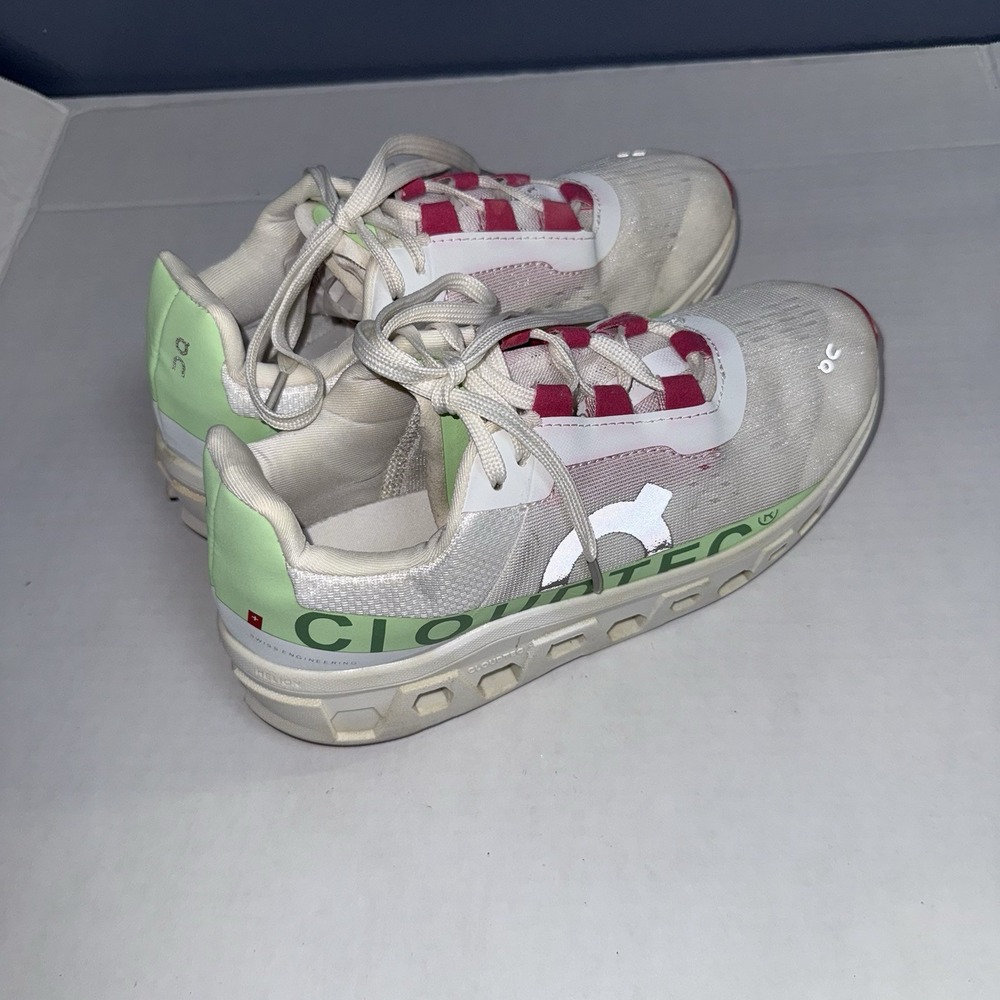 On Running CloudTec Youth Size 5 EU 37.5 White Green Pink Athletic Running Shoes